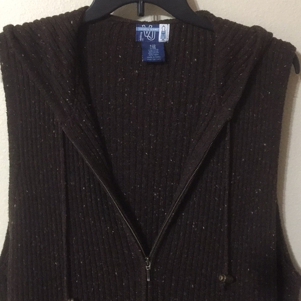 Dark Brown Hoodie Sweater Vest